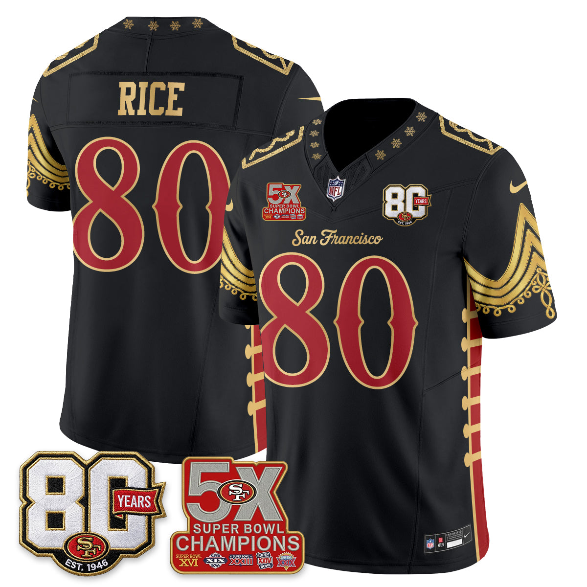 San Francisco 49ers Xmas Nutcracker Edition Vapor Jersey - Stitched