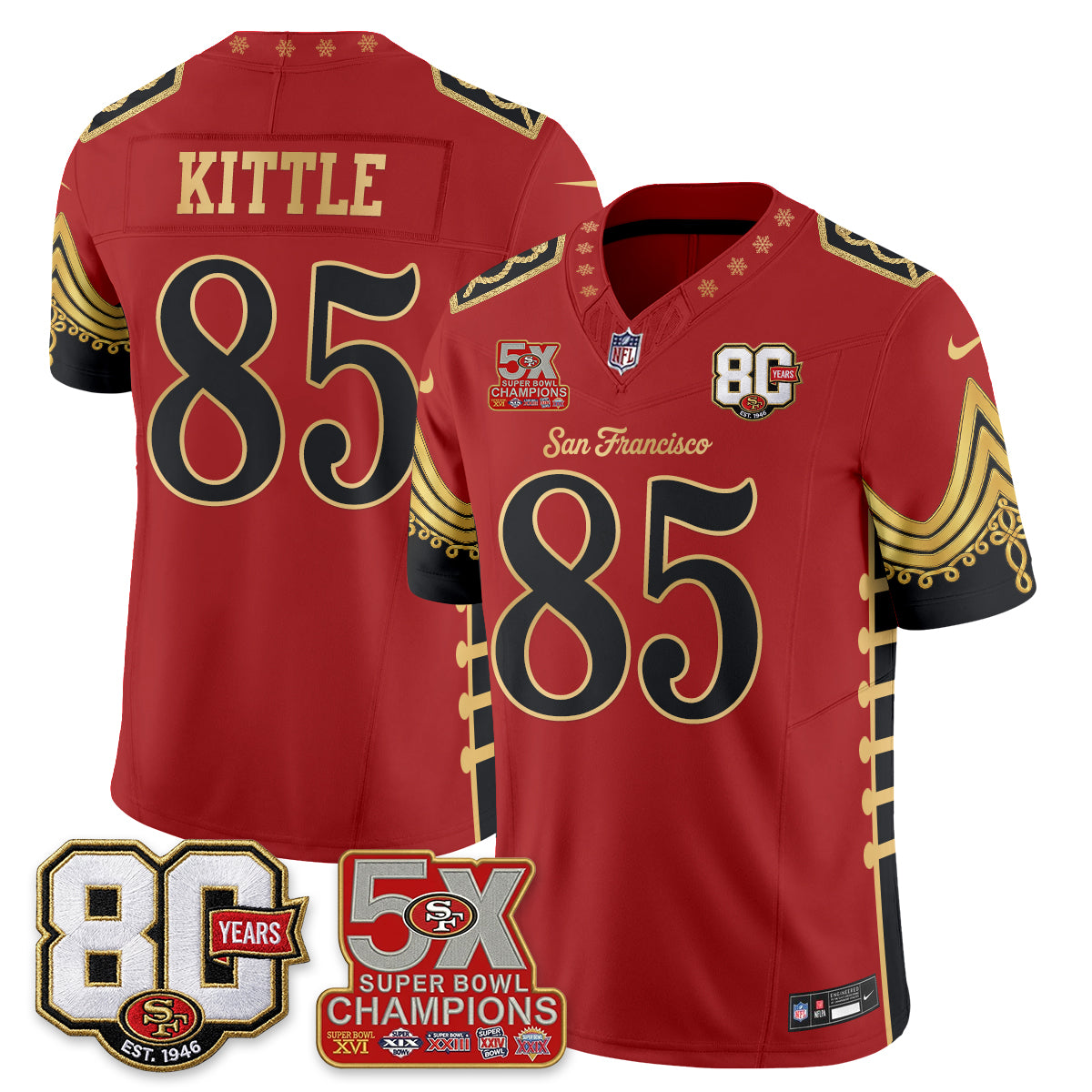 San Francisco 49ers Xmas Nutcracker Edition Vapor Jersey - Stitched