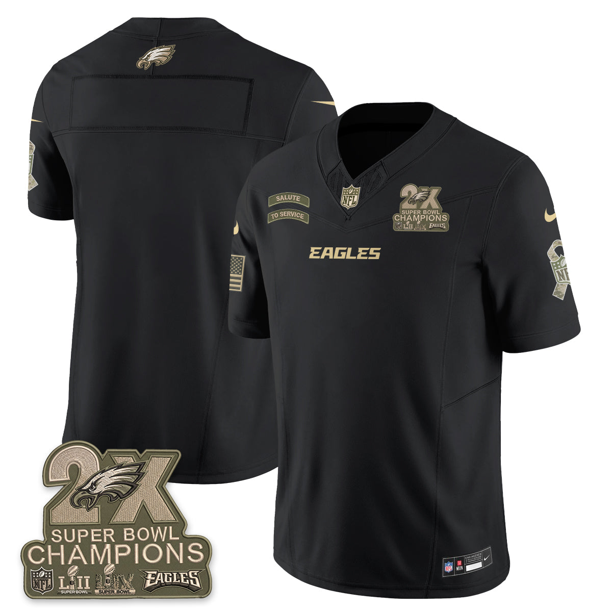 Philadelphia Eagles Salute to Service V2 Vapor Jersey - Stitched