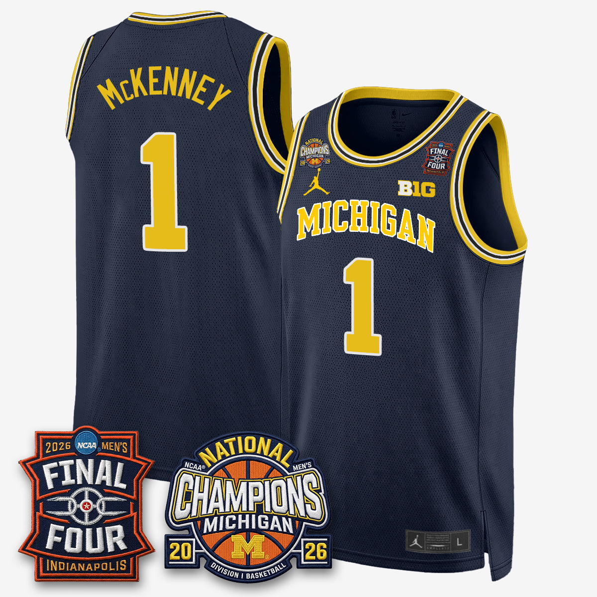 MICH Basketball National Champions Big Text Limited Vapor Jersey - All Stitched