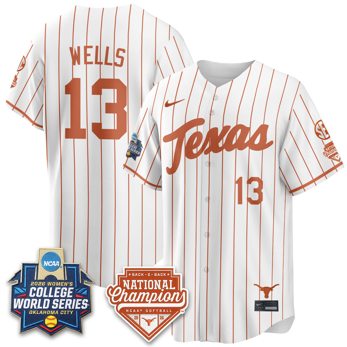 TEX Softball 2026 World Series (WCWS) Vapor Premier Limited Jersey - B2B Champs - Stitched