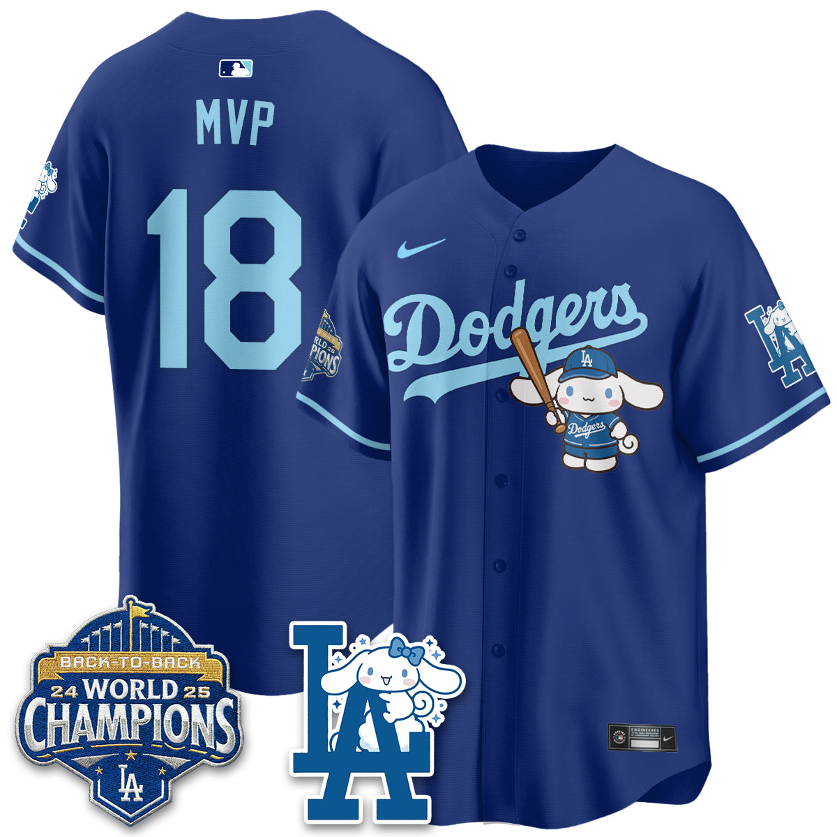 Los Angeles Dodgers Cinnamoroll Edition Vapor Jersey - Stitched