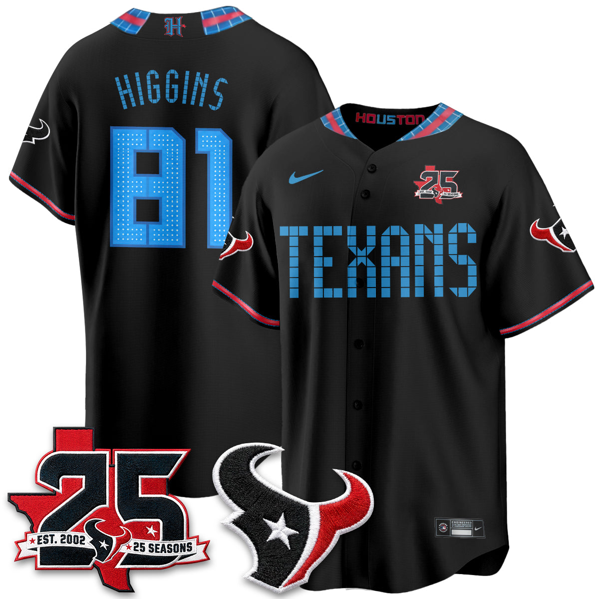 Houston Texans 2026 Rivalries Baseball Vapor Jersey - Stitched
