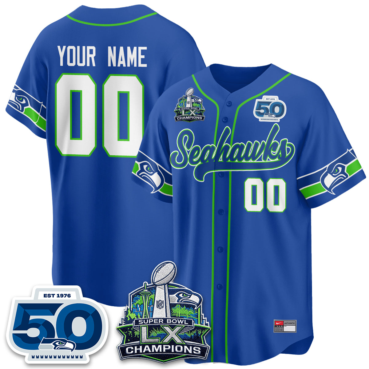 SEA SB LX Champs Vapor Baseball Custom Jersey - Stitch
