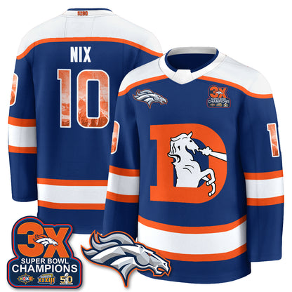 Denver Broncos Fan Gear Edition Hockey Jersey - Stitched
