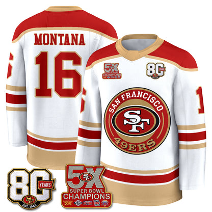 San Francisco 49ers 4X Champs Hockey Jersey - Stitched
