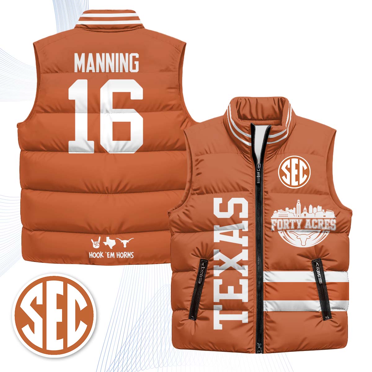 TEX "Forty Acres" Puffer Vest - Printed