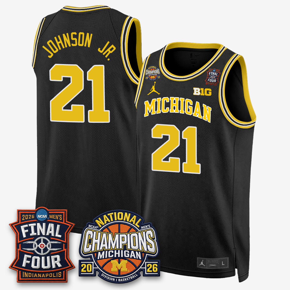 MICH Basketball National Champions Big Text Limited Vapor Jersey - All Stitched