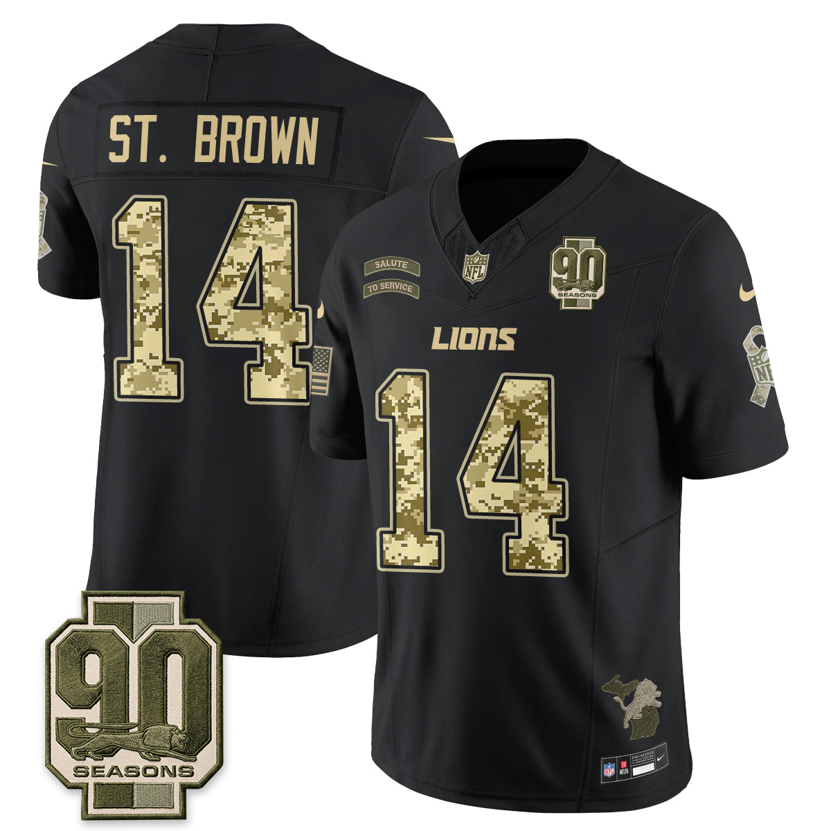 Detroit Lions 2026 Salute to Service Vapor Jersey V2- Stitched