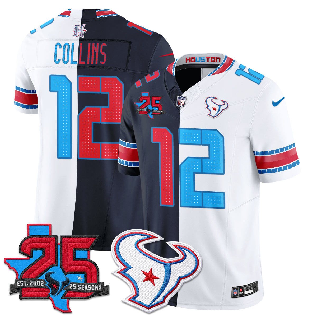 Houston Texans 2026 Rivalries Split Vapor Jersey - Stitched