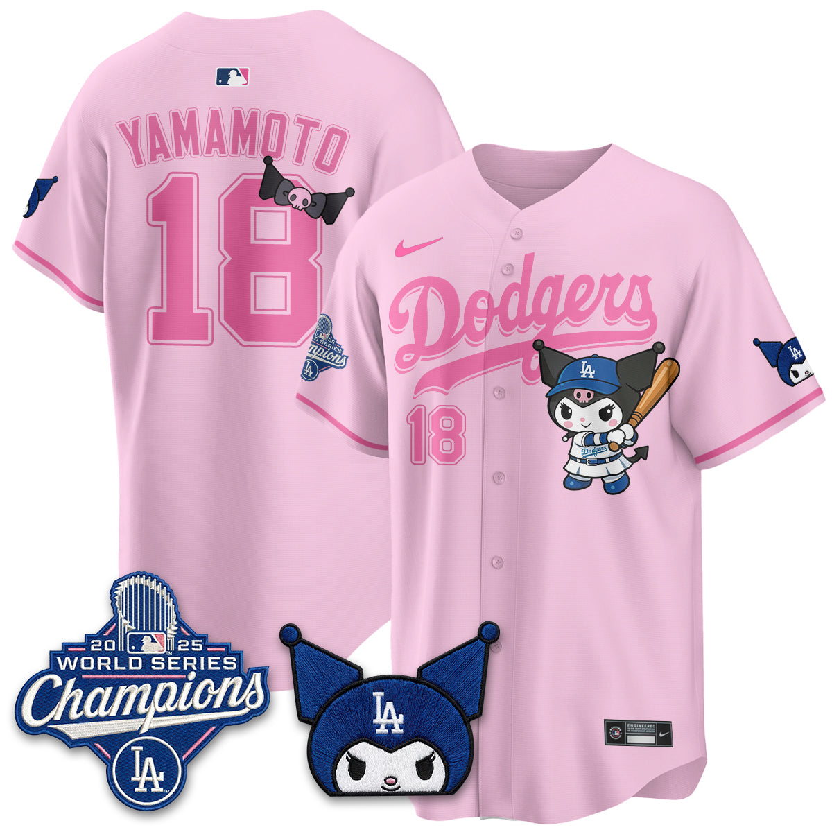 Los Angeles Dodgers Kuromi Edition Vapor Jersey - Stitched