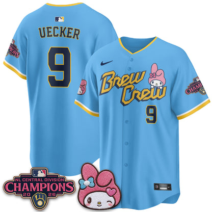 Milwaukee Brewers NL Central Champs x Pink Sanrio Friend  Vapor Jersey - Stitched