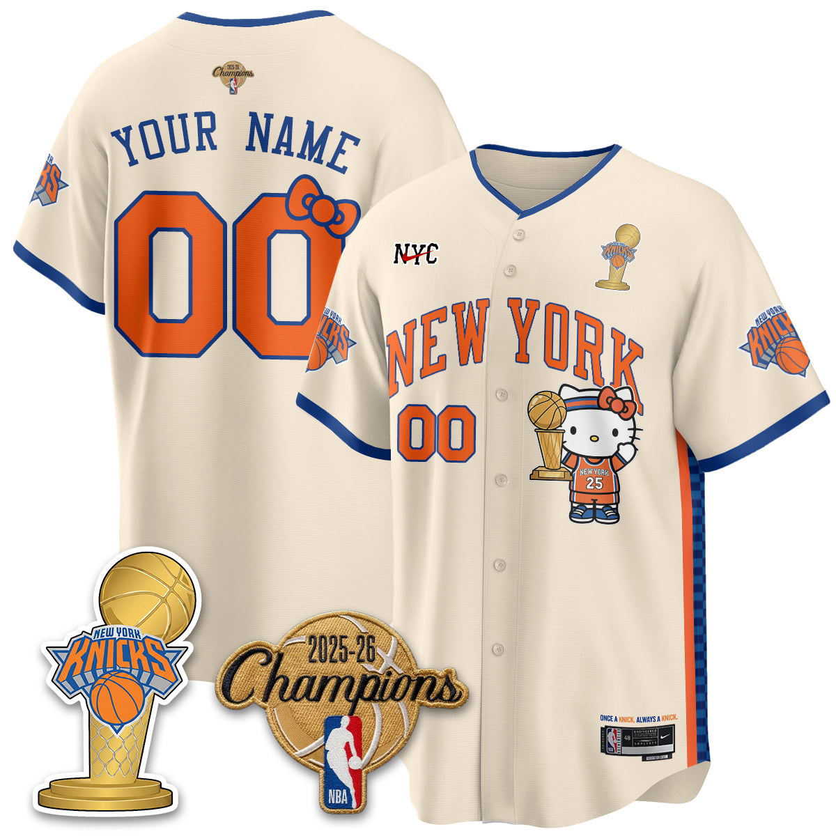 New York Knicks 2026 NBA Champions x Meow Kitty Vapor Custom Jersey - Stitched