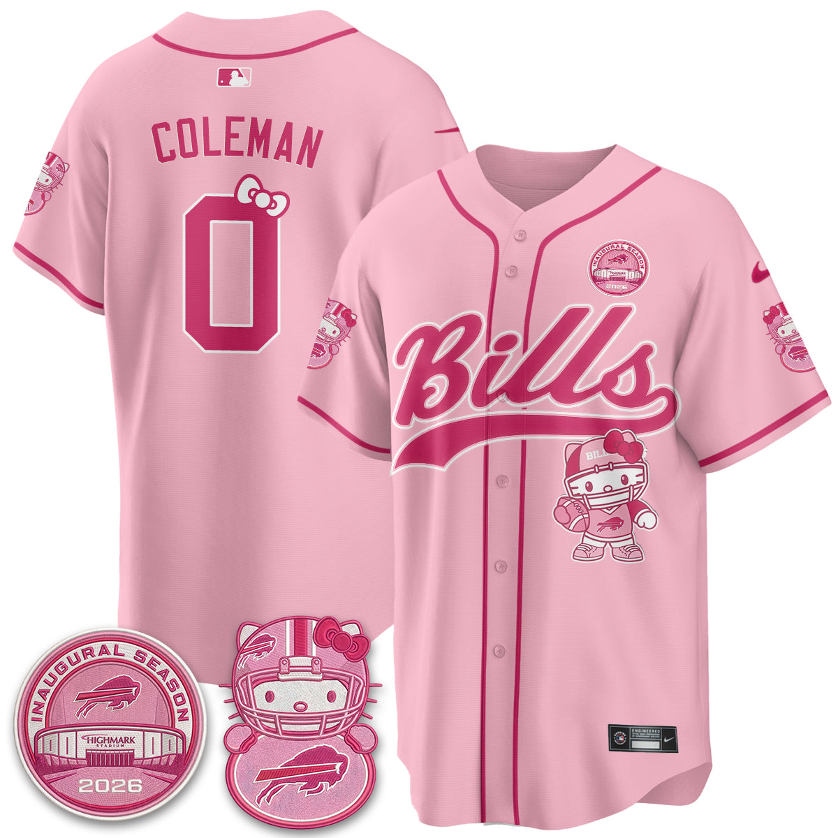 Buffalo Bills x Meow  Vapor Baseball Jersey - Stitched