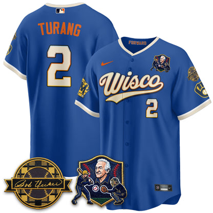 MIL Bob Uecker - 54 SSs for Brewers' Vapor Limited City Connect Jersey - All Stitched