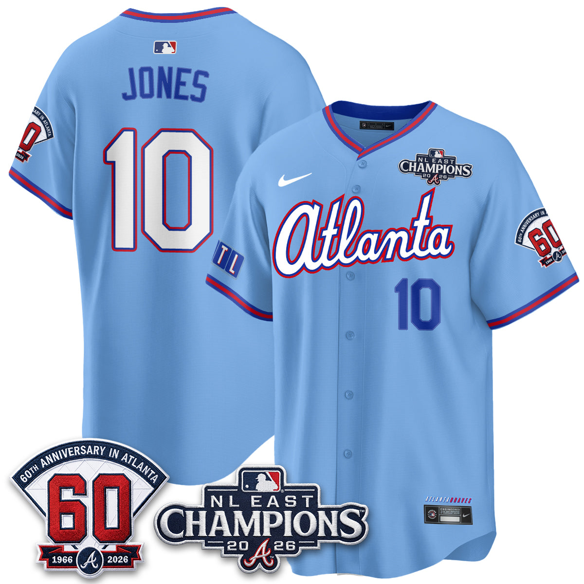 Atlanta Braves 2026 NL East Champs Vapor Jersey - Stitched