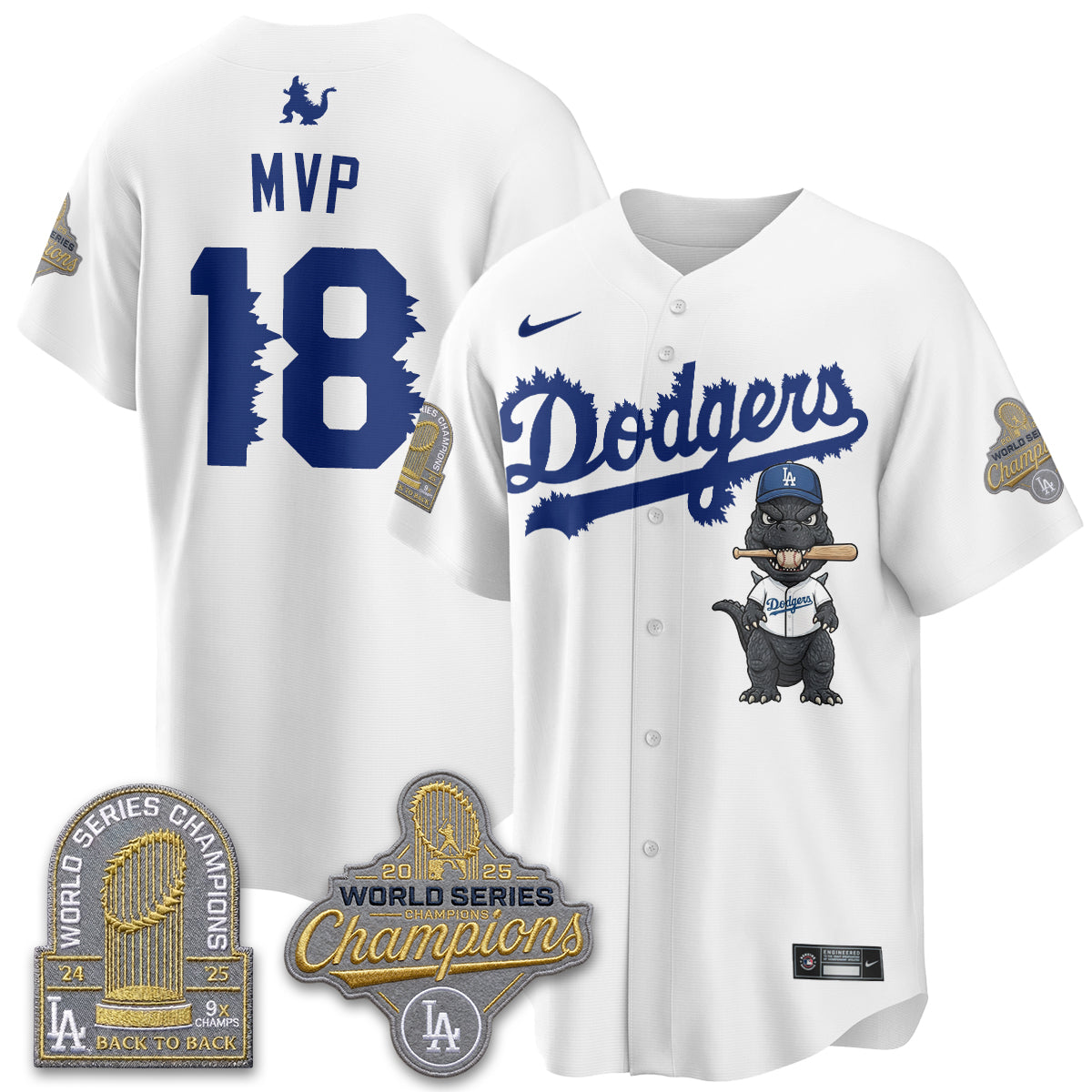 Los Angeles Dodgers x Godzilla Vapor Jersey- Stitched