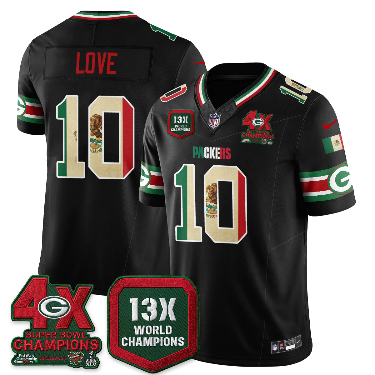 Green Bay Packers Mexico Edition Vapor Jersey - Stitched