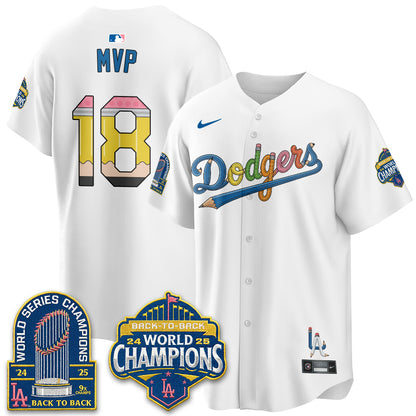 Los Angeles Dodgers x Back to School Style Vapor Jersey - Stitched