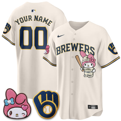 Milwaukee Brewers x Pink Sanrio Friend Edition Vapor Custom Jersey - Stitched