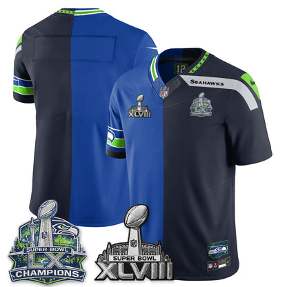 Seattle Seahawks S.Bowl Champs Split Edition Vapor Jersey - Stitch