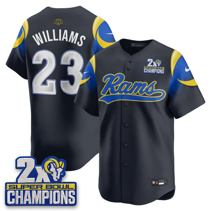 Los Angeles Rams 2X Champs Rivalries Baseball Vapor Jersey - Stitched