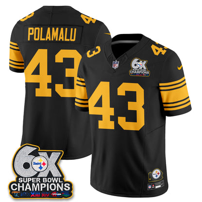 Pittsburgh Steelers 6X Champs Throwback V2 Vapor Jersey - Stitched
