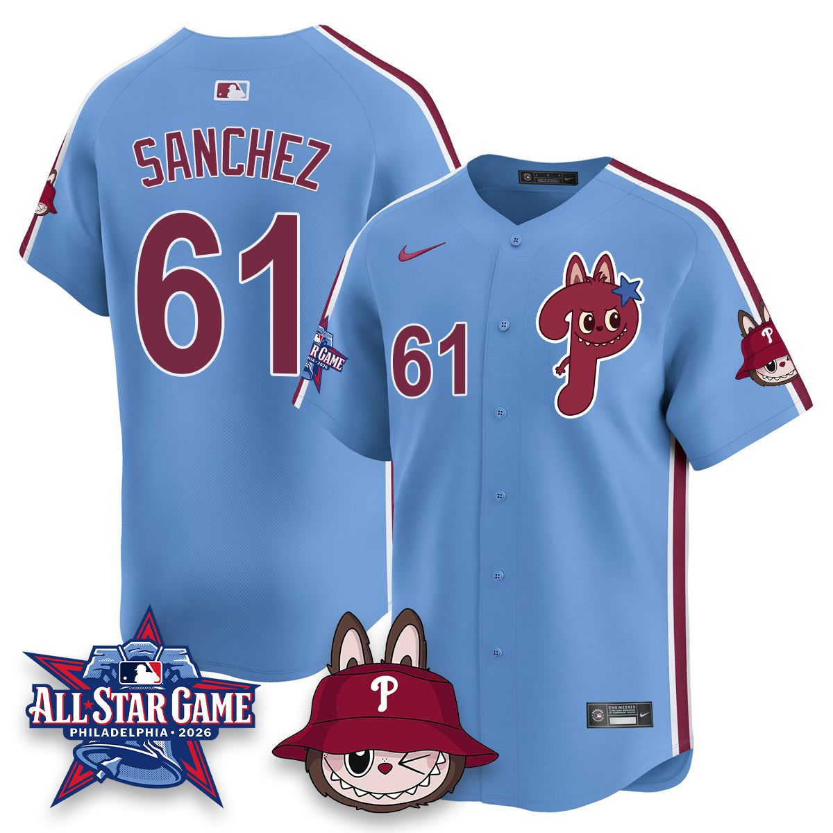 Philadelphia Phillies Fanged Rabbit Doll  Vapor Limited Jersey - Stitched