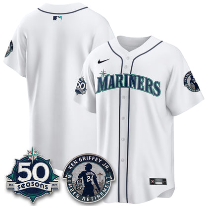 SEA Ken Griffey Jr. Patch Vapor Premier Limited Jersey - All Stitched