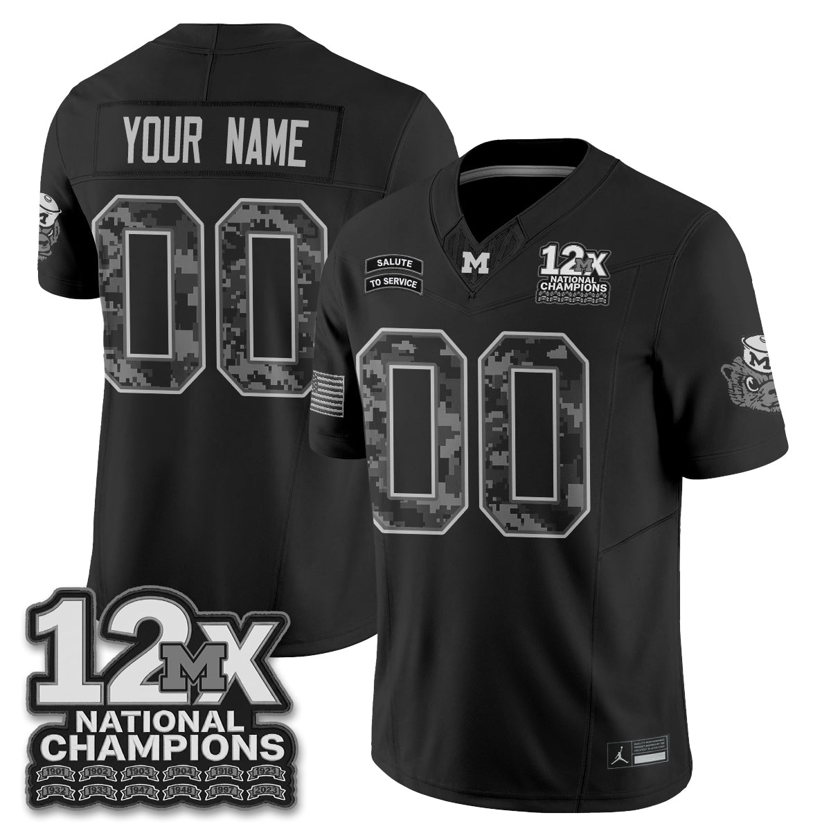Michigan Wolverines 2026 Salute to Service Vapor Custom Jersey - Stitched