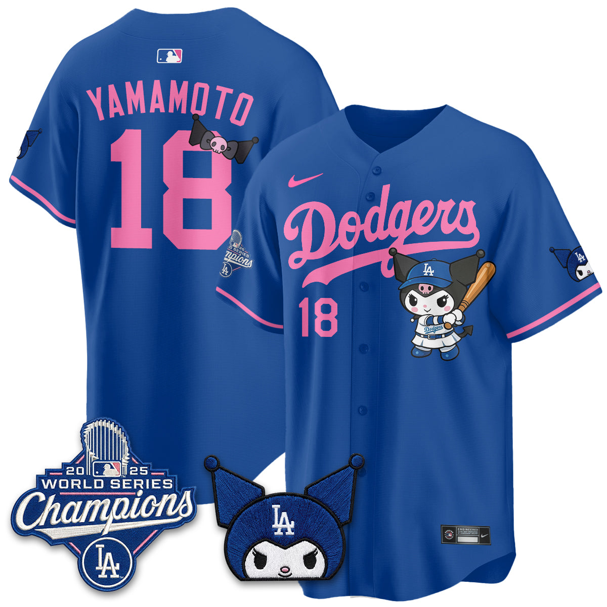 Los Angeles Dodgers Kuromi Edition Vapor Jersey - Stitched