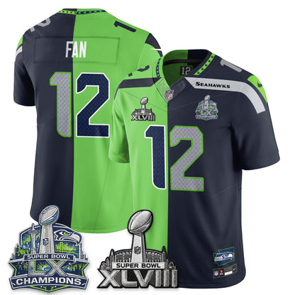 Seattle Seahawks S.Bowl Champs Split Edition Vapor Jersey - Stitch