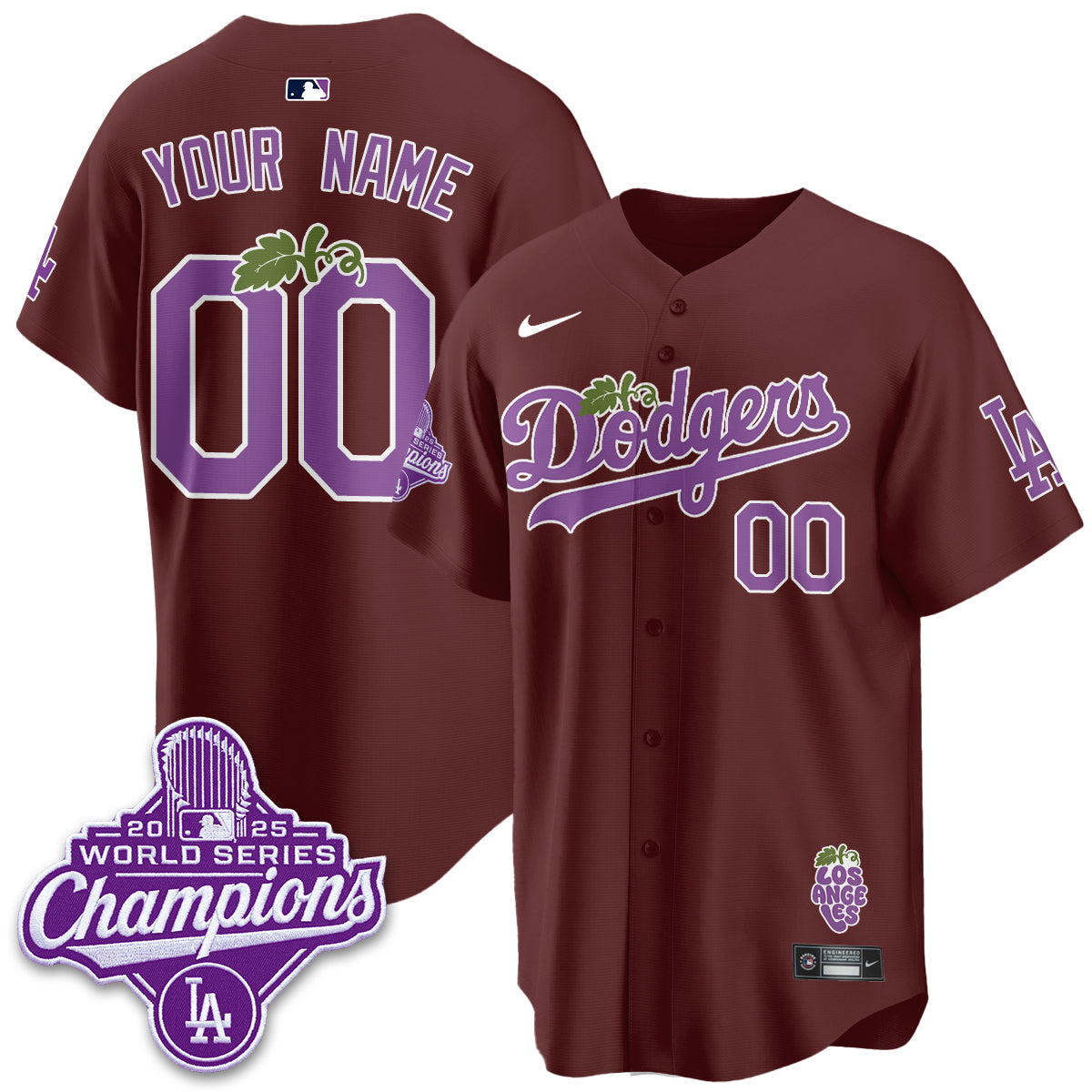 Los Angeles Dodgers Grape Edition Vapor Custom Jersey - Stitched