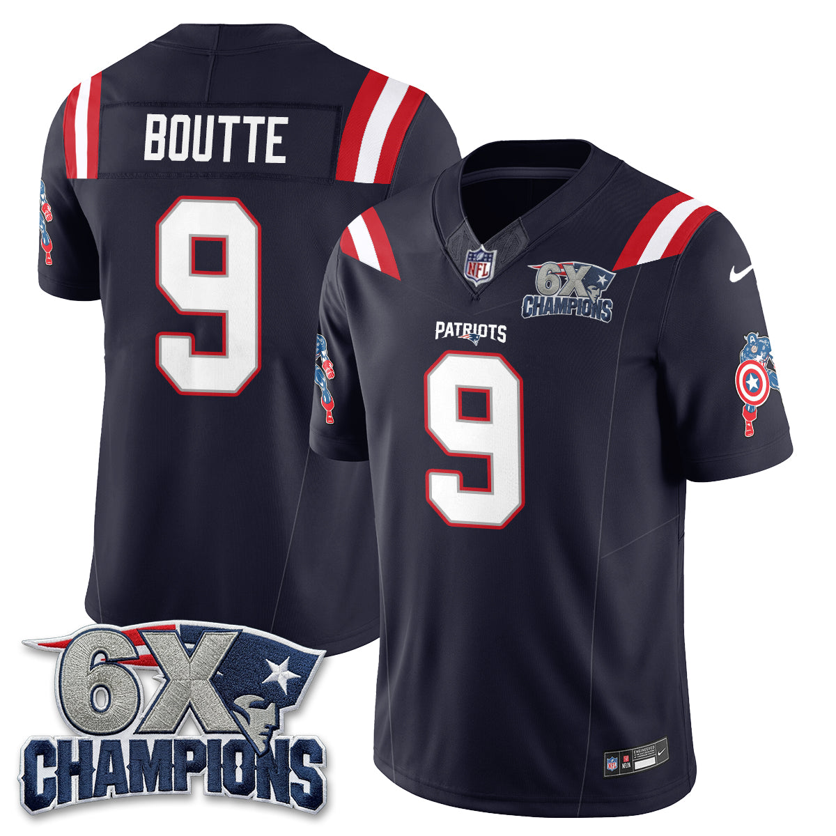 New England Patriots x Vibranium Shield Edition Vapor Jersey V2 - Stitched
