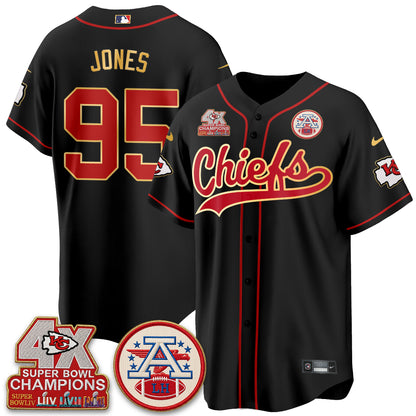 Kansas City Chiefs 4X Champs Gold Trim Edition Vapor Baseball Jersey - Stitched