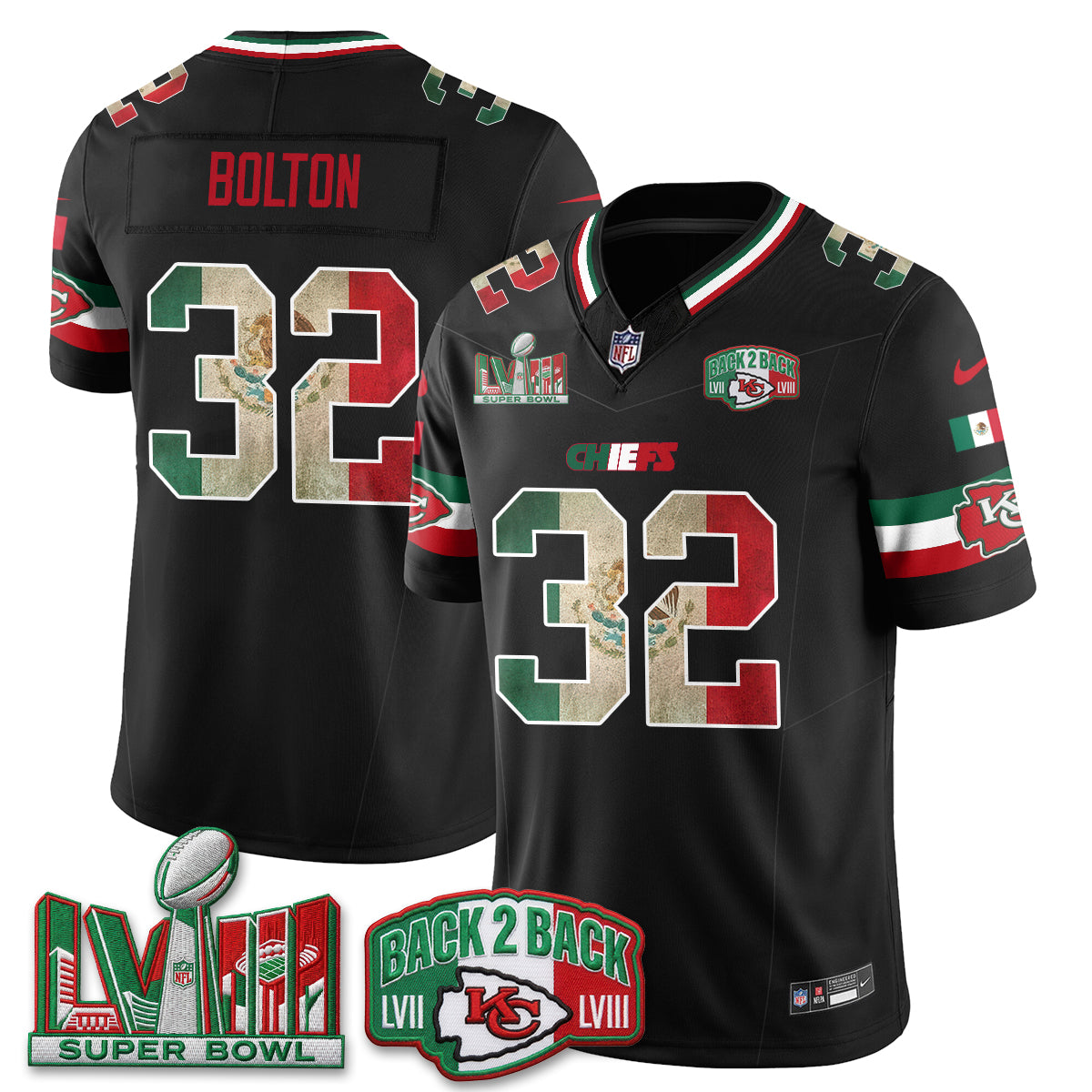 Kansas City Chiefs Mexico Edition Vapor Jersey - Stitched