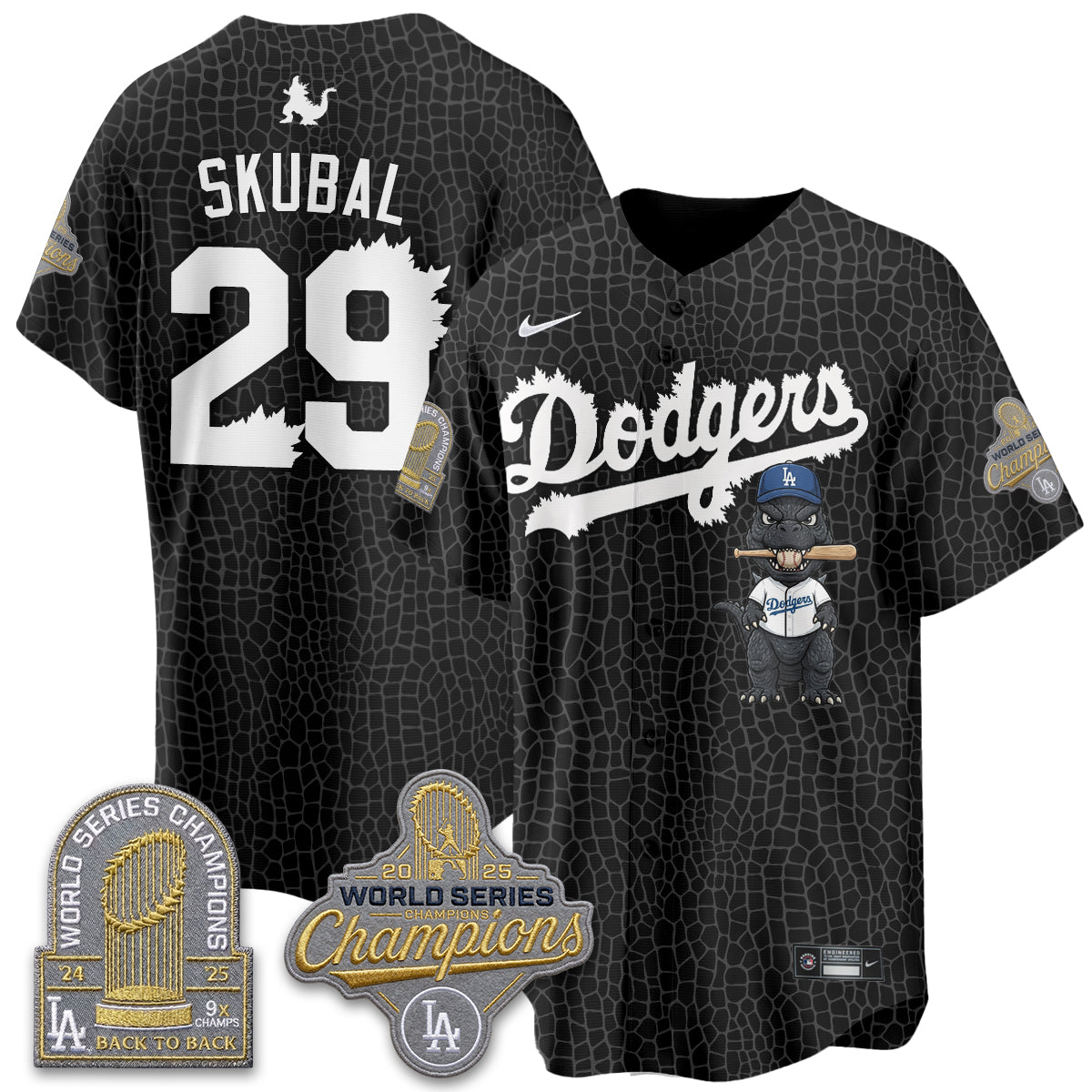 Los Angeles Dodgers x Godzilla Vapor Jersey- Stitched
