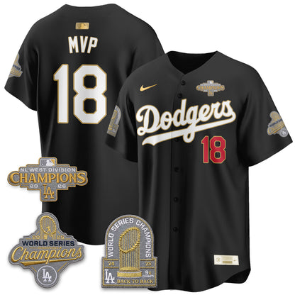Los Angeles Dodgers 2026 NL West Champs Gold Vapor Jersey- Stitched