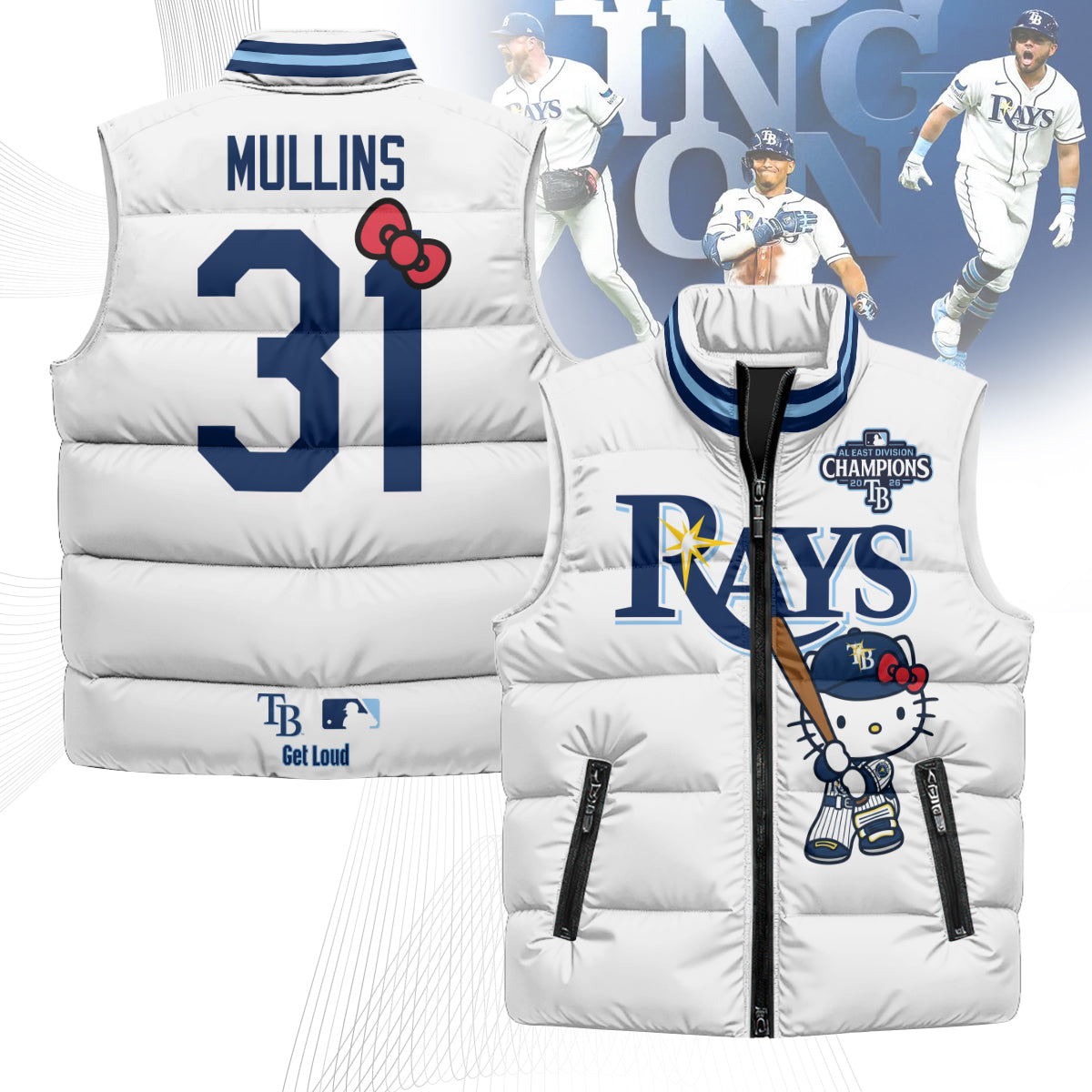 TB x Meow KT 2026 AL East Champs Puffer Vest - Printed