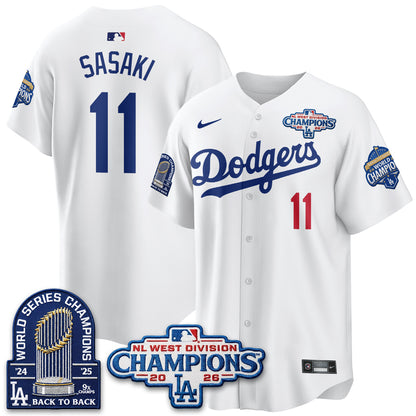 Los Angeles Dodgers 2026 NL West Champs Vapor Jersey- Stitched