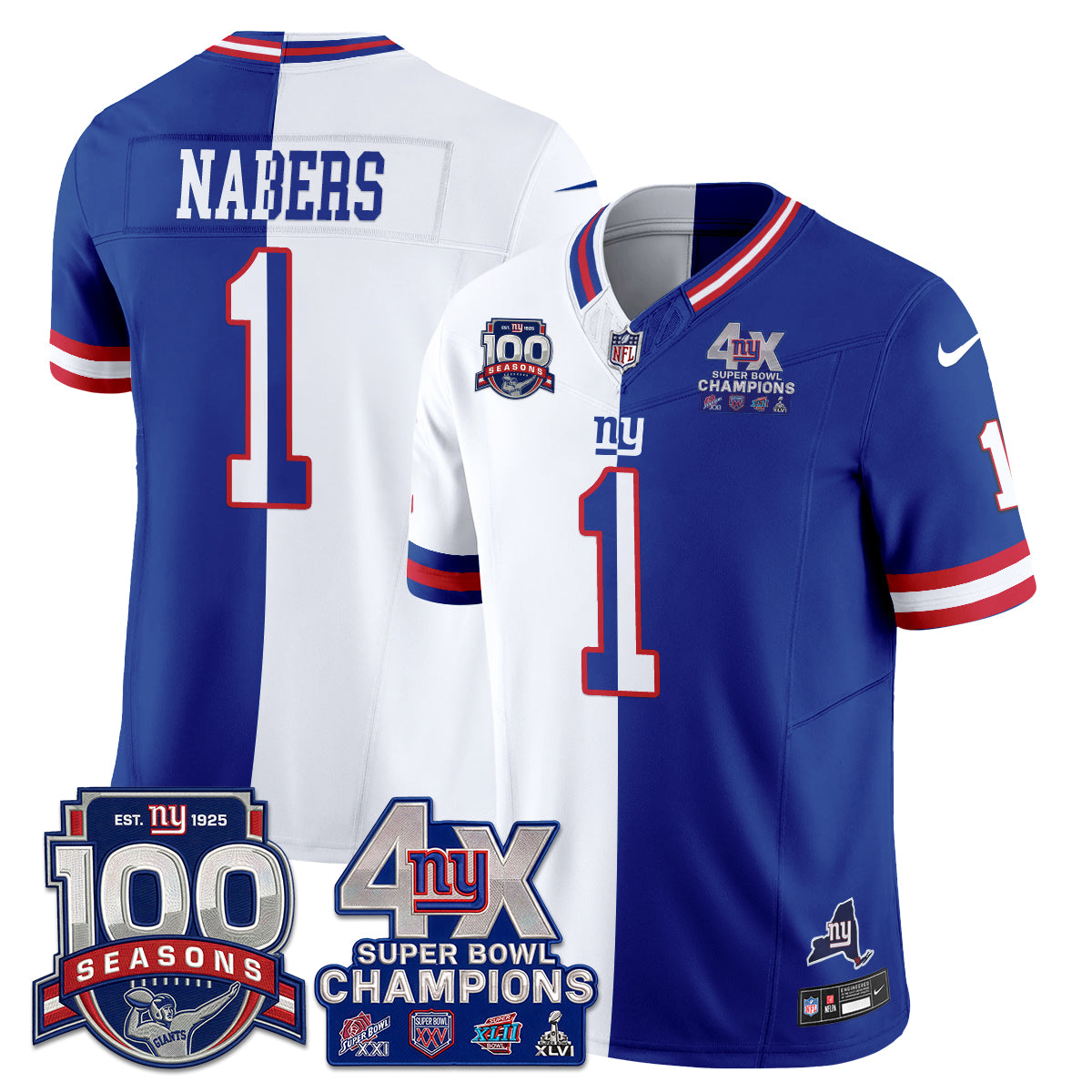 NYG 4X SBowl Split Edition Vapor Jersey - Stitched