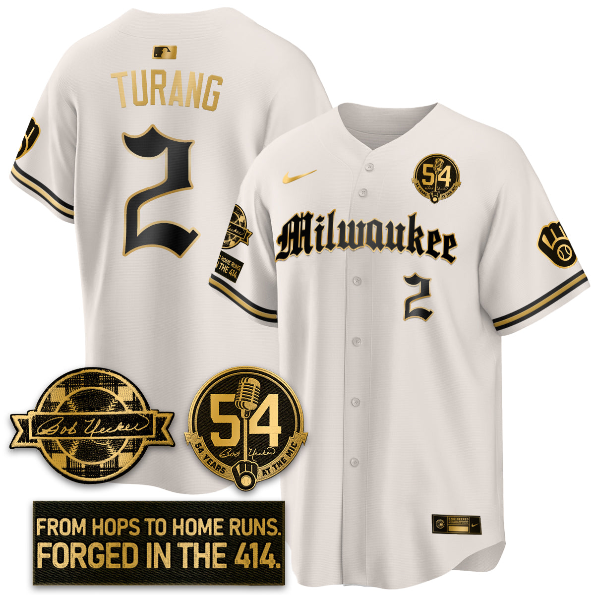MIL Bob Uecker Patch Vapor Premier Limited Jersey - Gothic Edition - All Stitched