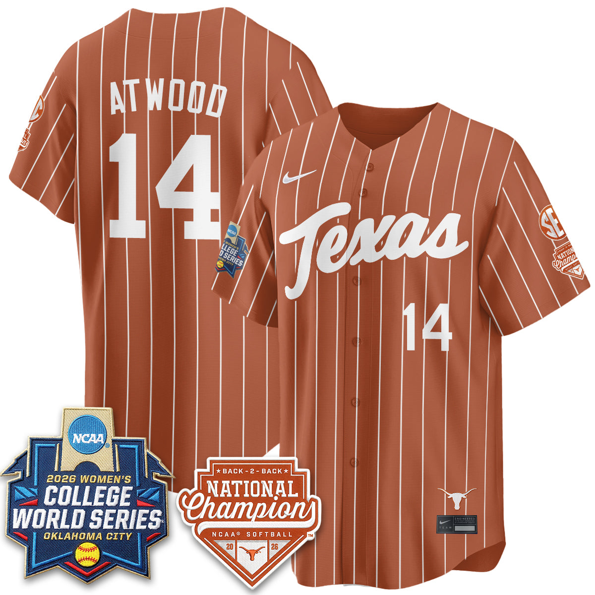 TEX Softball 2026 World Series (WCWS) Vapor Premier Limited Jersey - B2B Champs - Stitched
