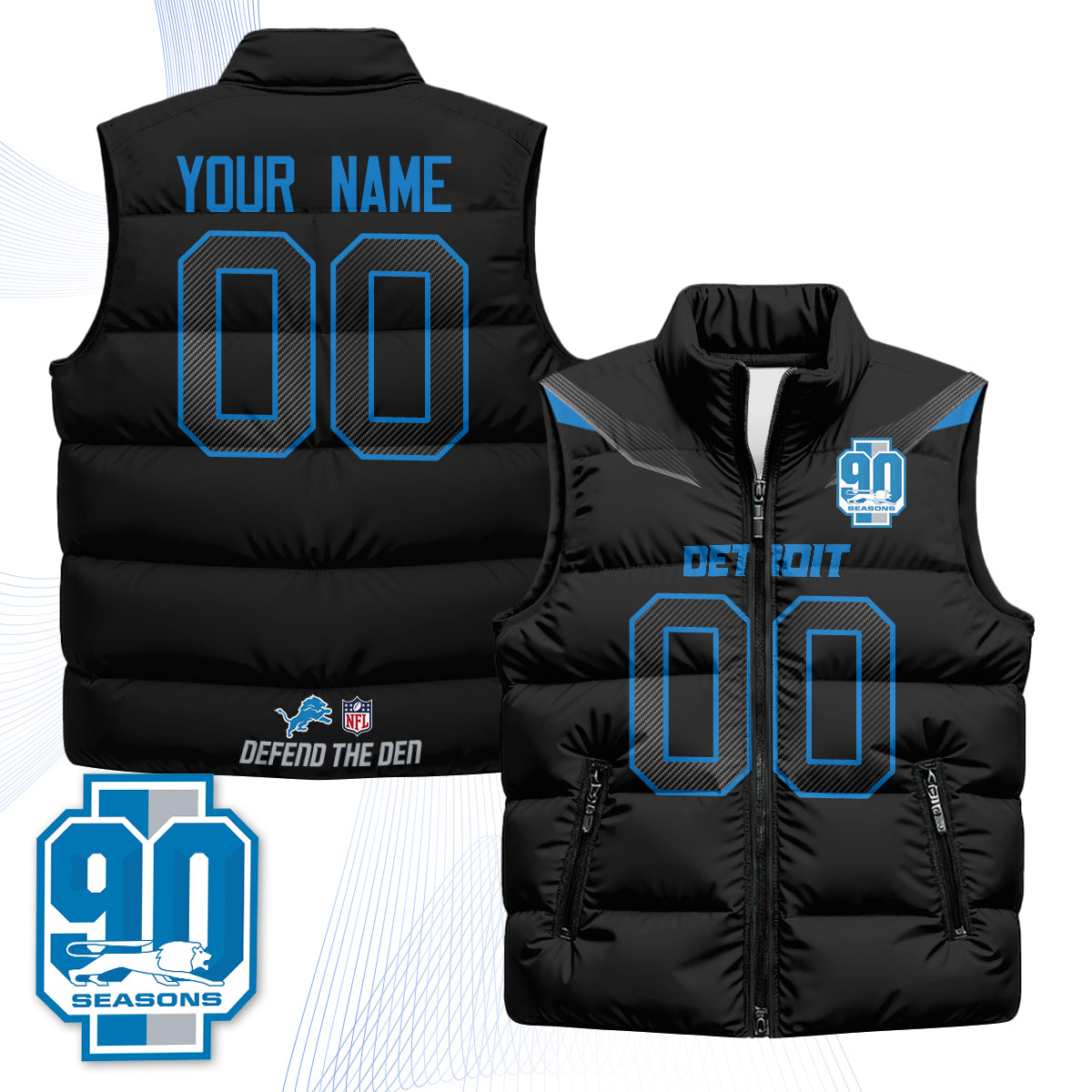 DET Xmas 2026 Rivalries Custom Puffer Vest - Printed