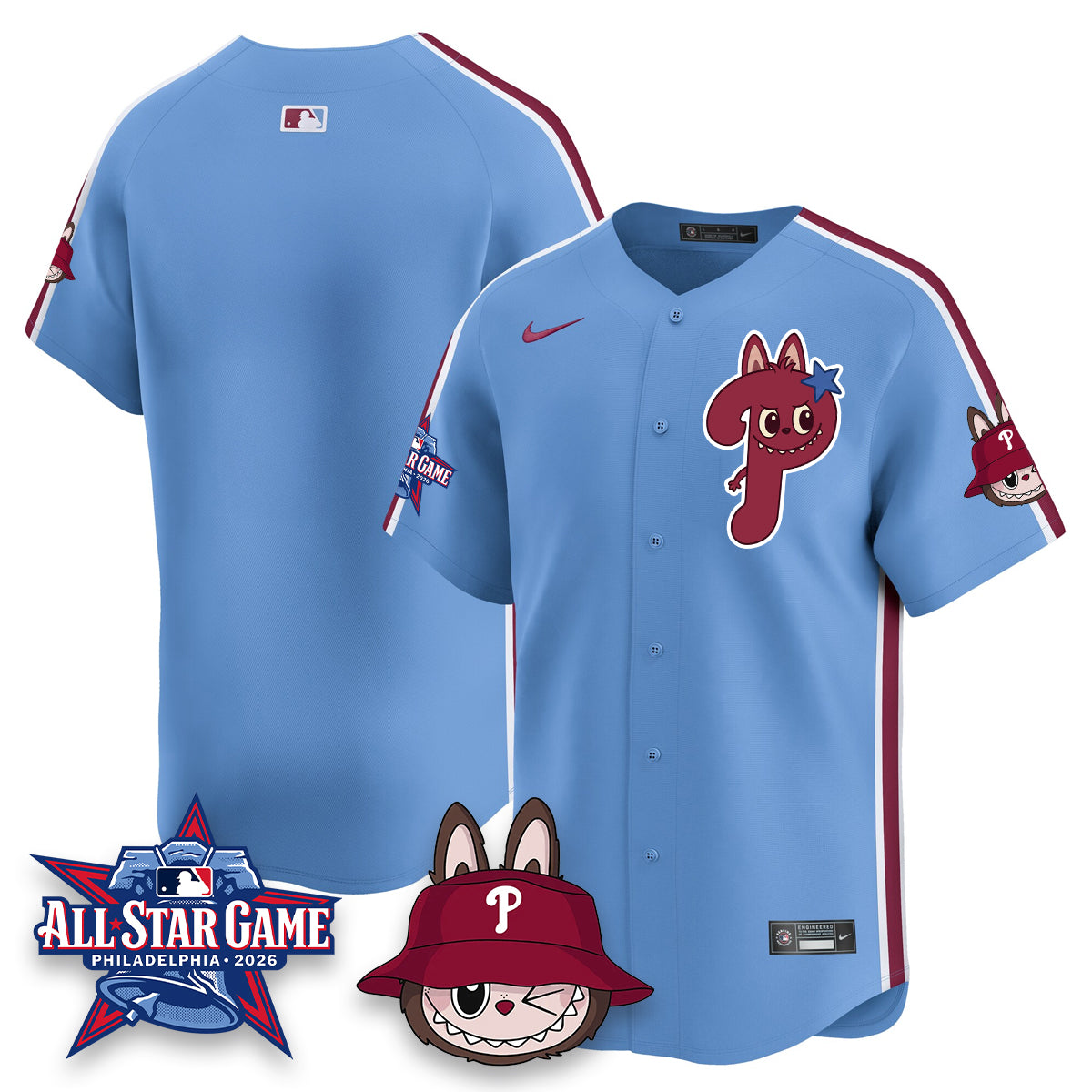 Philadelphia Phillies Fanged Rabbit Doll  Vapor Limited Jersey - Stitched
