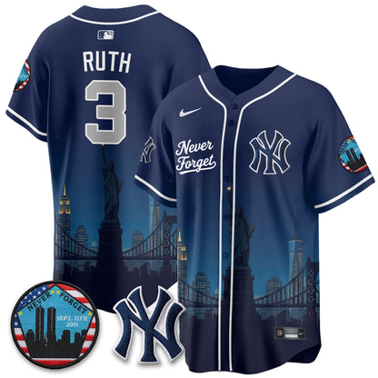 NYY Skyline Never Forget 9/11 Memorial Edition Vapor Jersey - Stitched