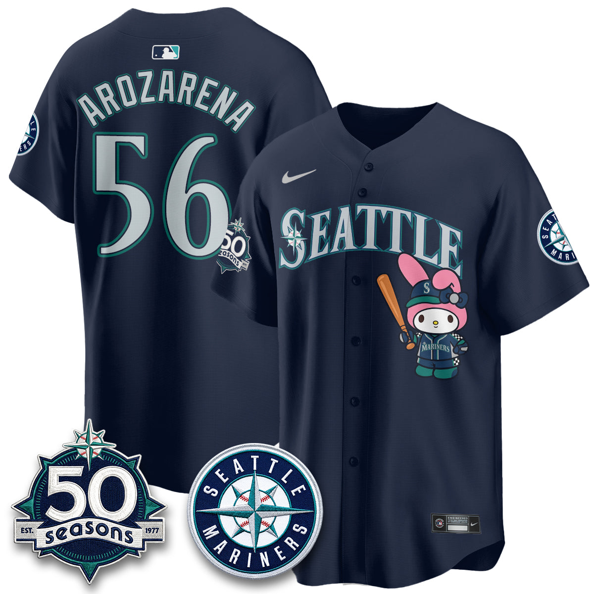 Seattle Mariners x  Pink Sanrio Friend Vapor Jersey - Stitched