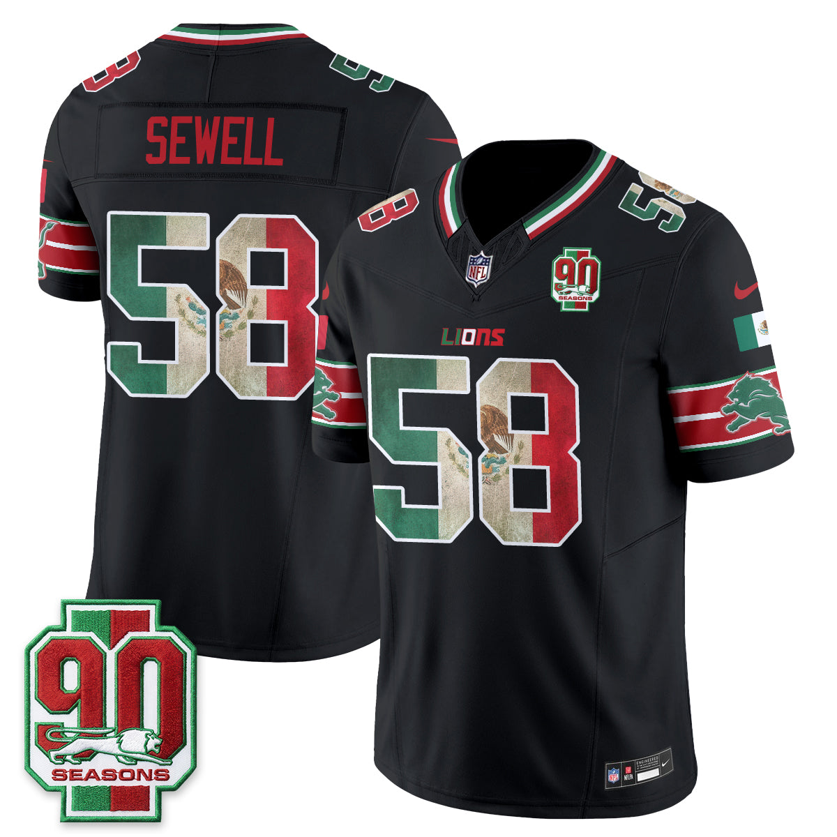 Detroit Lions Mexico Edition Vapor Jersey - Stitched