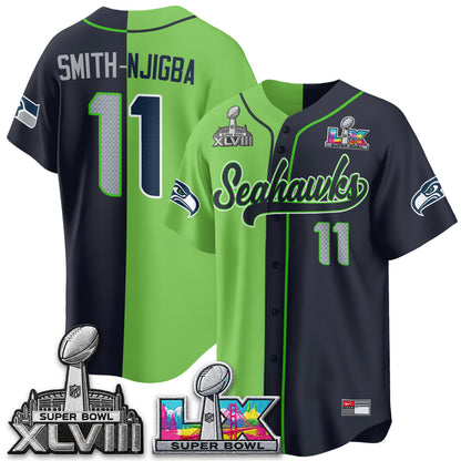 Seattle Seahawks S.Bowl Champs Split Baseball Vapor Jersey V2- Stitched