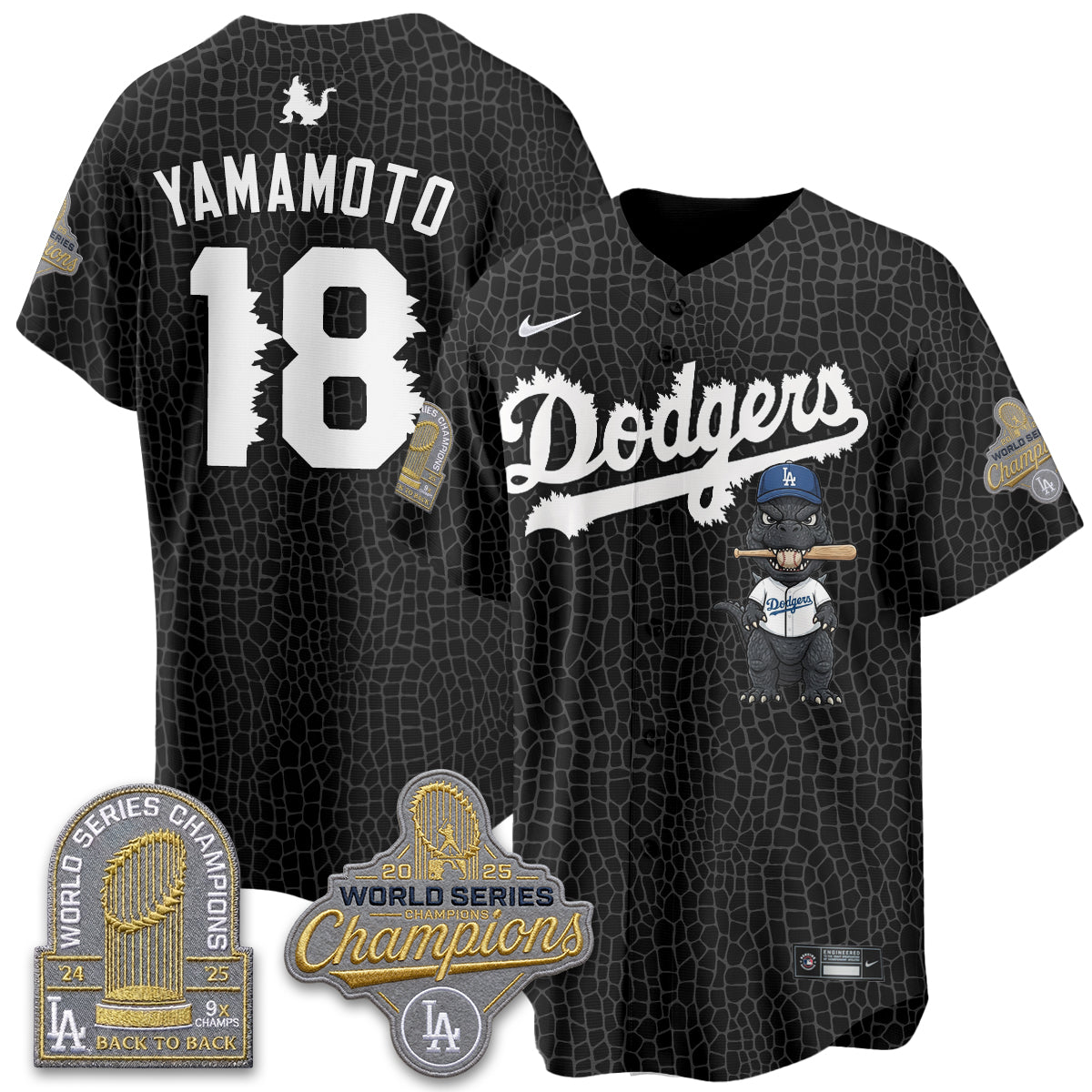 Los Angeles Dodgers x Godzilla Vapor Jersey- Stitched